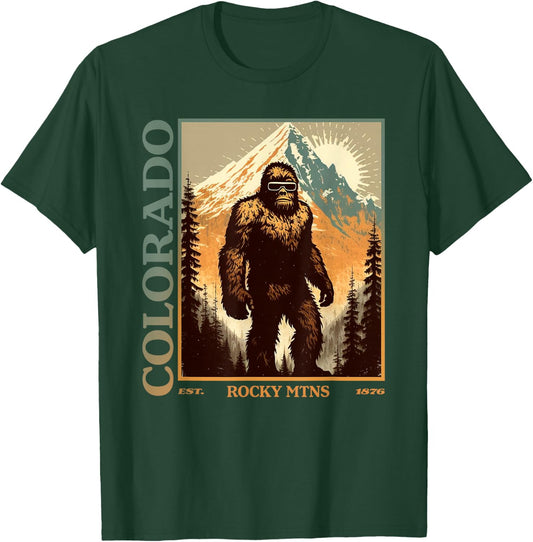 Colorado Mountain Bigfoot Retro Vintage 80s Sasquatch T-Shirt - T-Shirt | Forest