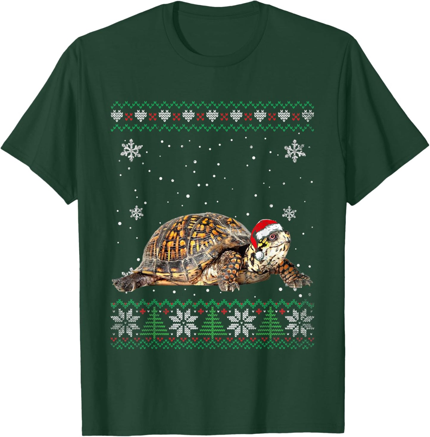 Santa Turtle Ugly Sweater Animals Christmas Pajama T-Shirt - T-Shirt | Forest