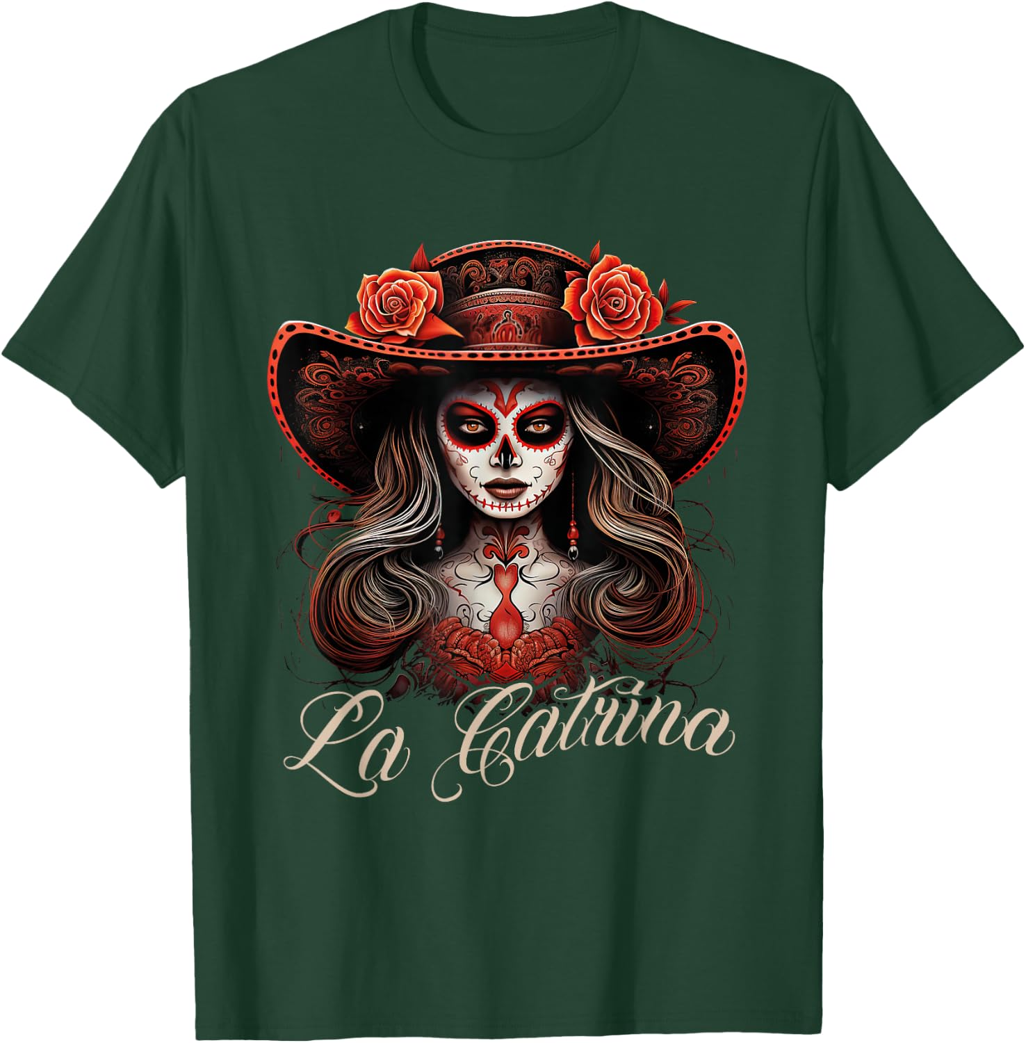 La Catrina Dress Stylish Day of the Dead Costume La Catrina T-Shirt - T-Shirt | Forest