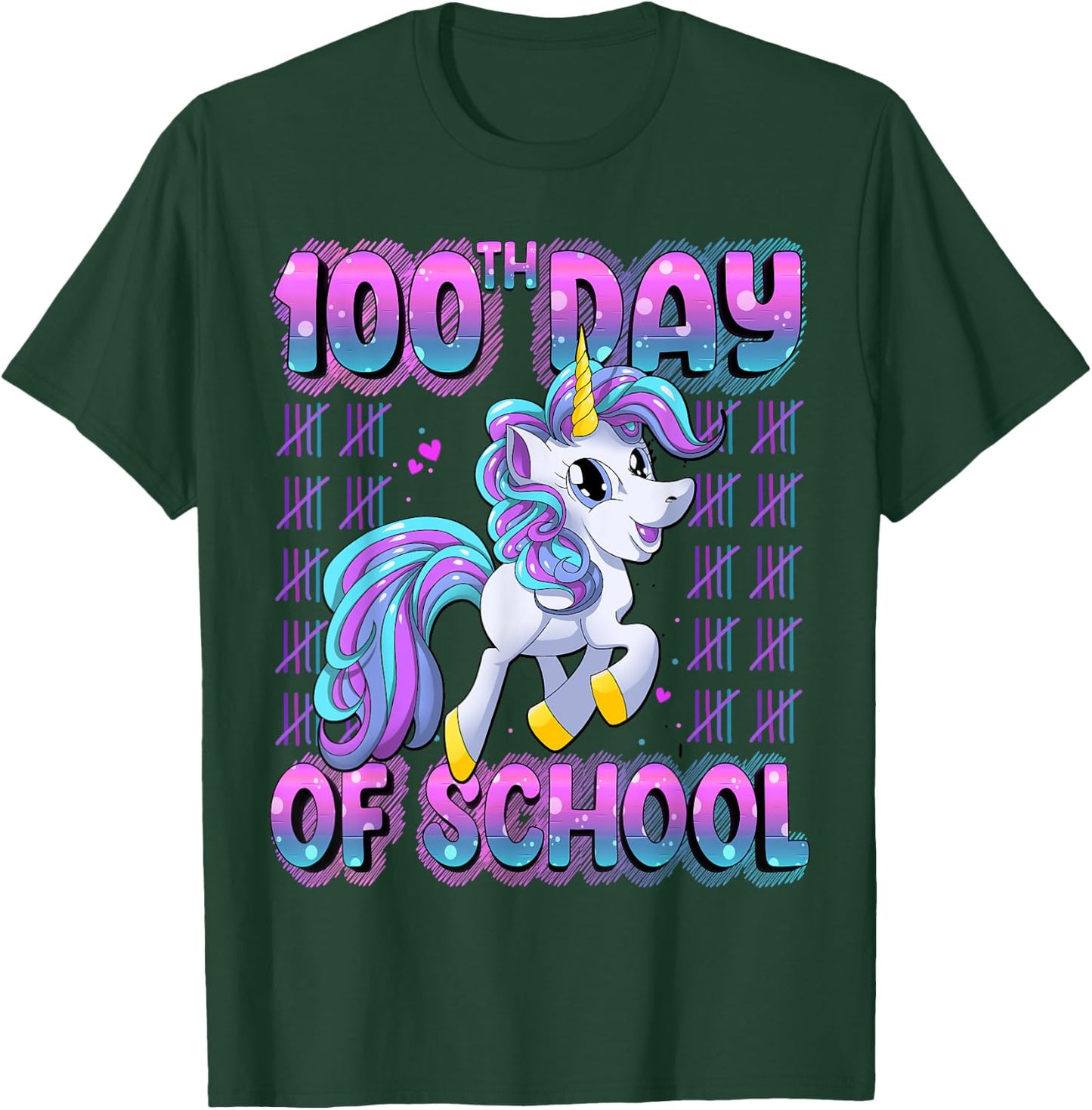 100 Days Of School Shirt Unicorn 100 Days Smarter 100th Day T-Shirt - T-Shirt | Forest