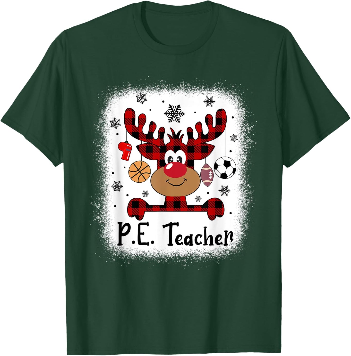PbE7 PE Teacher Reindeer Christmas Merry Xmas PE Teacher T-Shirt - T-Shirt | Forest