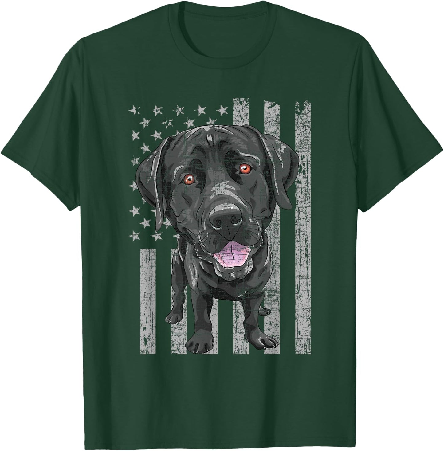 Patriotic Black Labrador - USA American Flag Dog Lover T-Shirt - T-Shirt | Forest