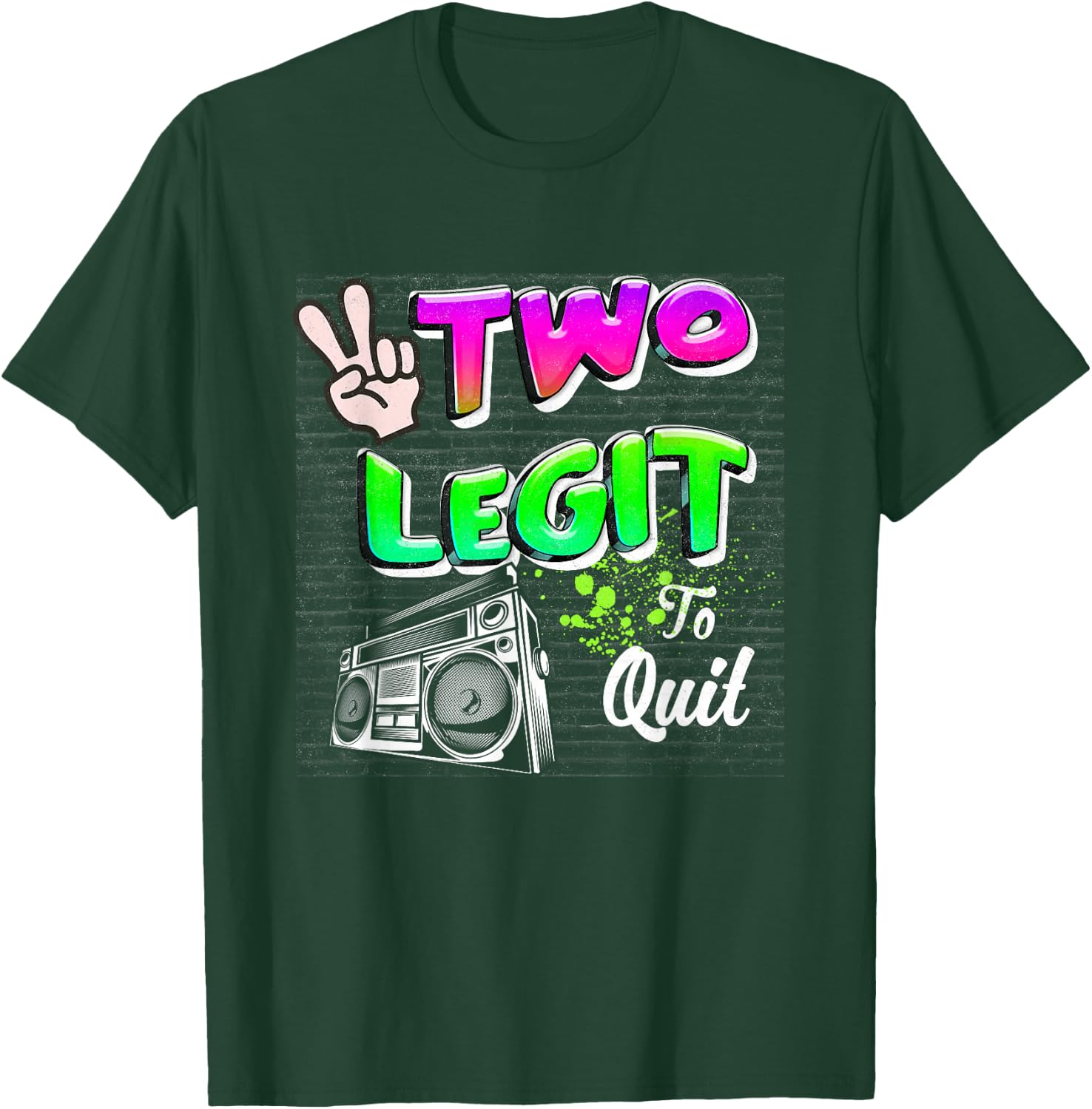 2nd Birthday Hip Hop Theme Two Legit To-Quit Born In 2021 T-Shirt - T-Shirt | Forest