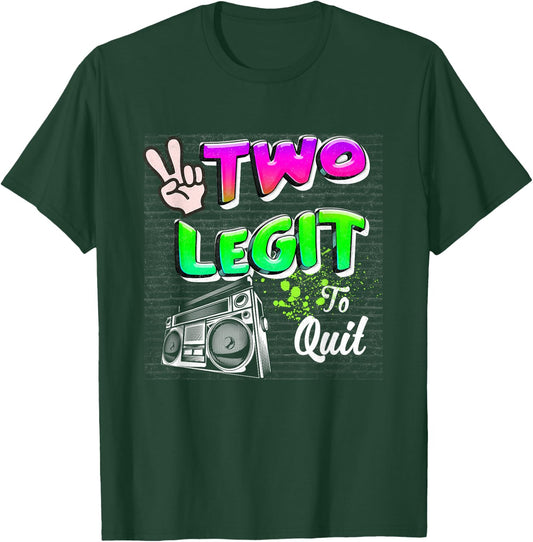 2nd Birthday Hip Hop Theme Two Legit To-Quit Born In 2021 T-Shirt - T-Shirt | Forest