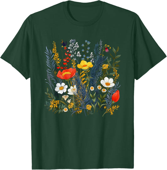 Summery colorful wild Flower for Flowers and Herbs Lovers T-Shirt - T-Shirt | Forest