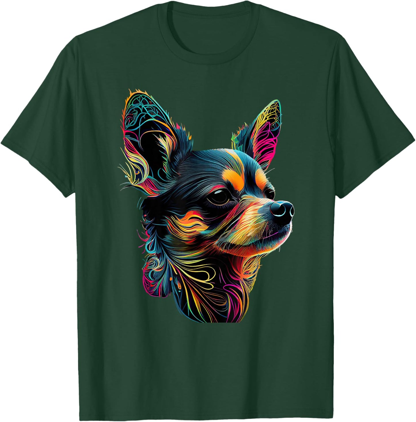 Chihuahua Dog Lover Designs -Adults Multicolor Graphic Small Chihuahua Pop Art Design T-Shirt - T-Shirt | Forest
