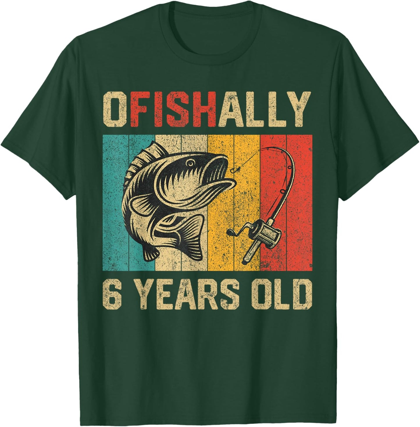 Ofishally 6 Years Old Funny Fishing Birthday Fisherman T-Shirt - T-Shirt | Forest