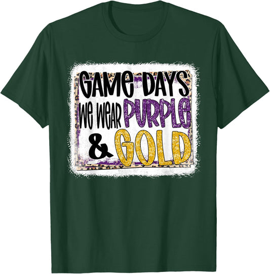 On Gameday Football We Wear Purple And Gold School Spirit T-Shirt - T-Shirt | Forest