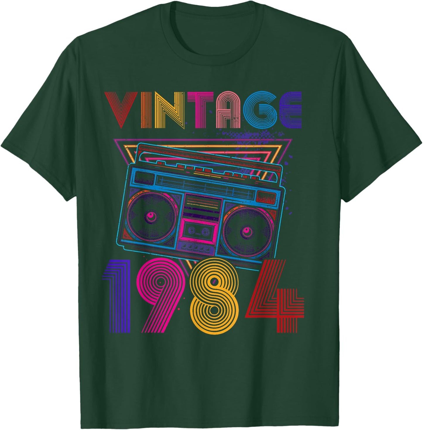 Classic Portable Stereo 1984 Music Lover Birthday T-Shirt - T-Shirt | Forest