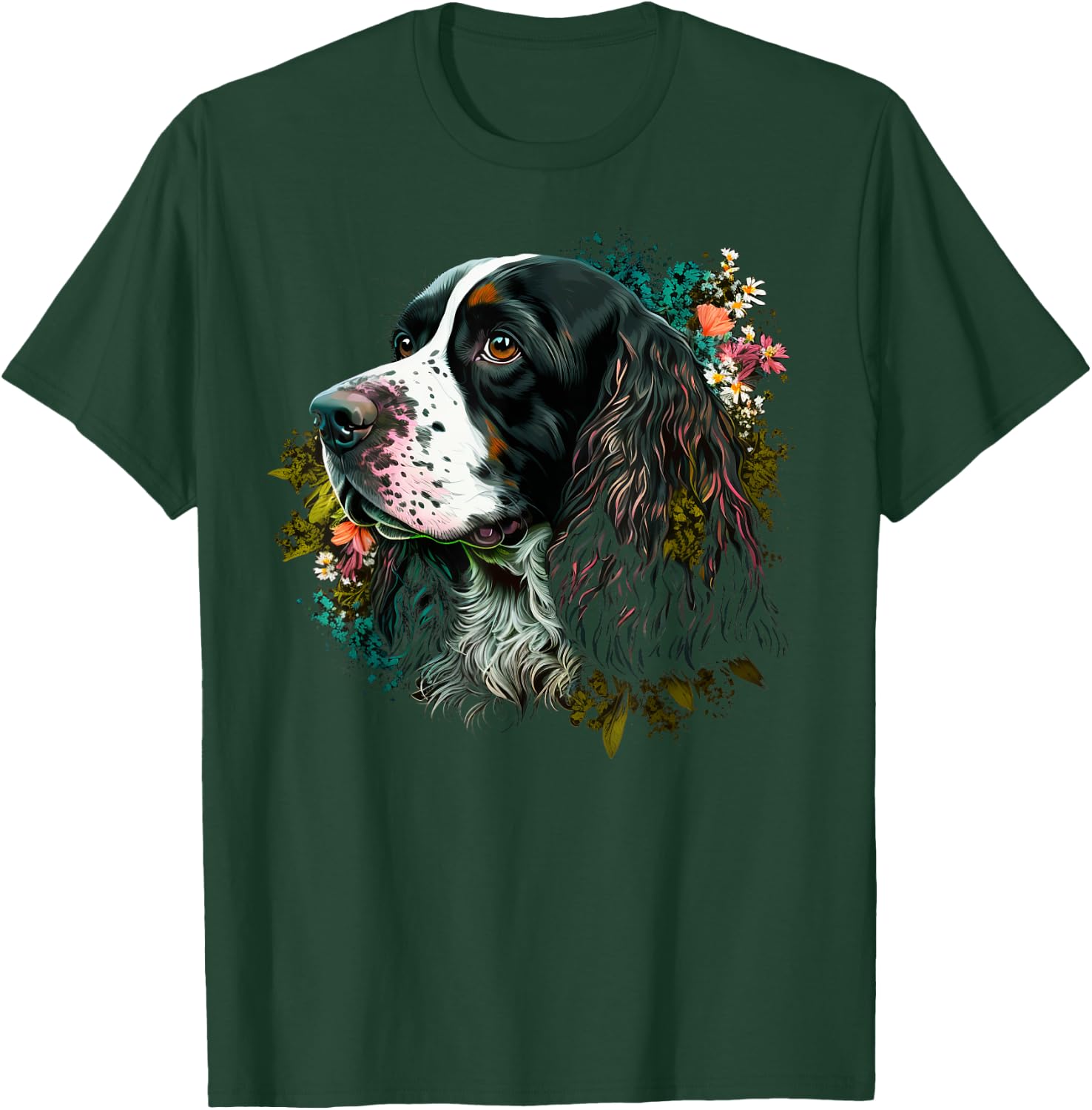 Cute Flower summer Floral English Springer Spaniel Men Women Kids T-Shirt - T-Shirt | Forest