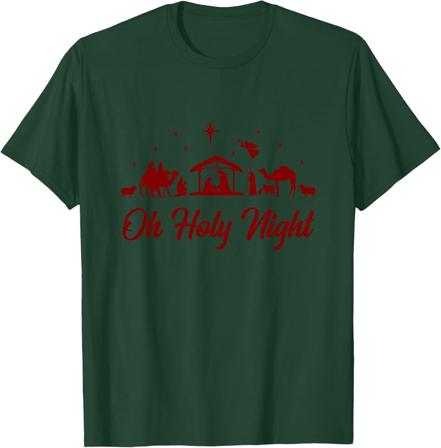 Oh Holy Night Christian Nativity Scene Funny Christmas T-Shirt - T-Shirt | Forest