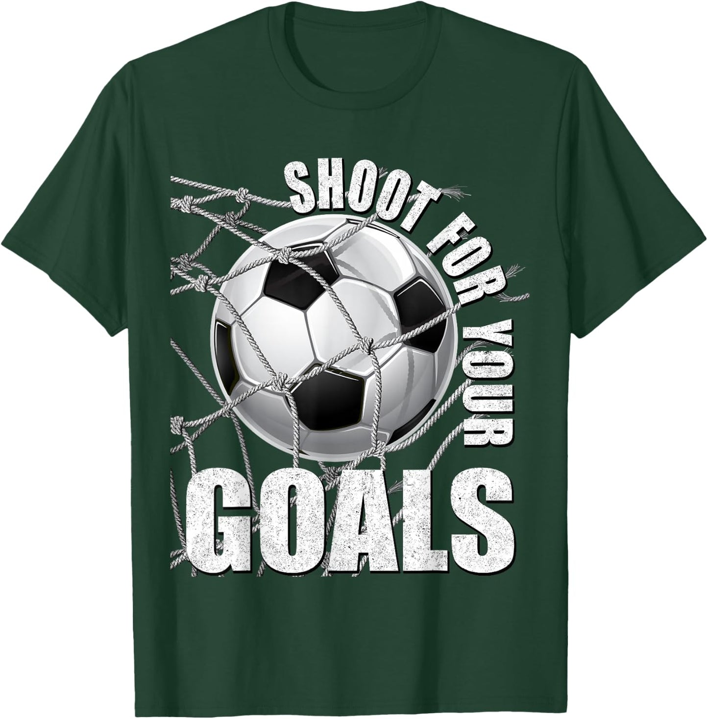 Shoot for Your Goals Kids Soccer Themed Motivational Teacher T-Shirt - T-Shirt | Forest