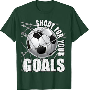 Shoot for Your Goals Kids Soccer Themed Motivational Teacher T-Shirt - T-Shirt | Forest