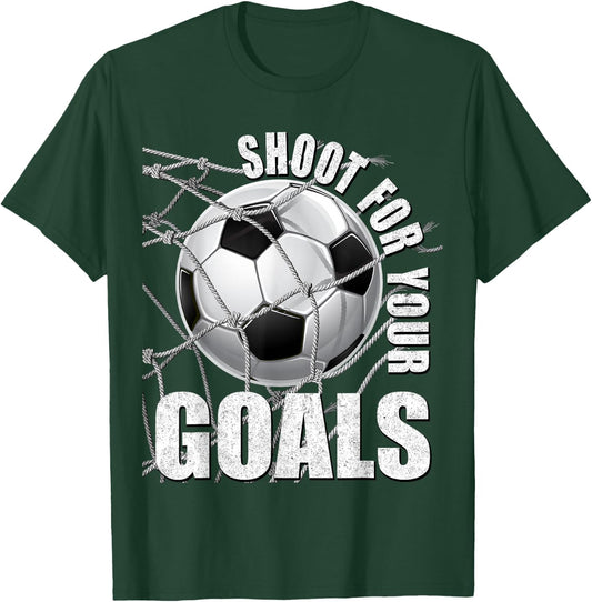 Shoot for Your Goals Kids Soccer Themed Motivational Teacher T-Shirt - T-Shirt | Forest