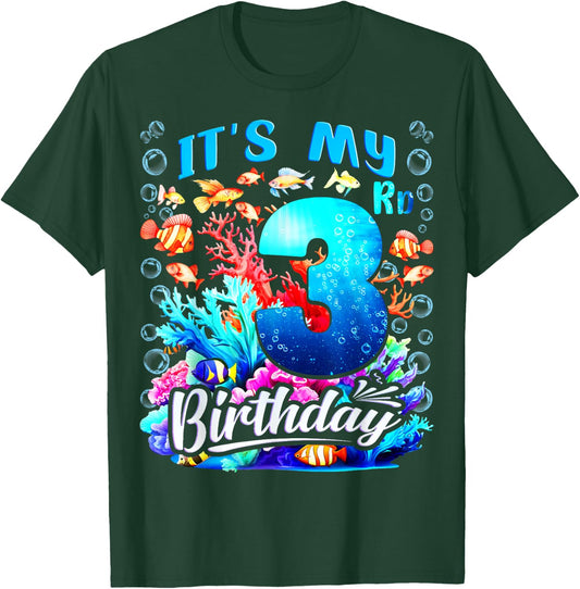 It's My 3rd Birthday Boy Sea Fish Ocean Animals Aquarium T-Shirt - T-Shirt | Forest