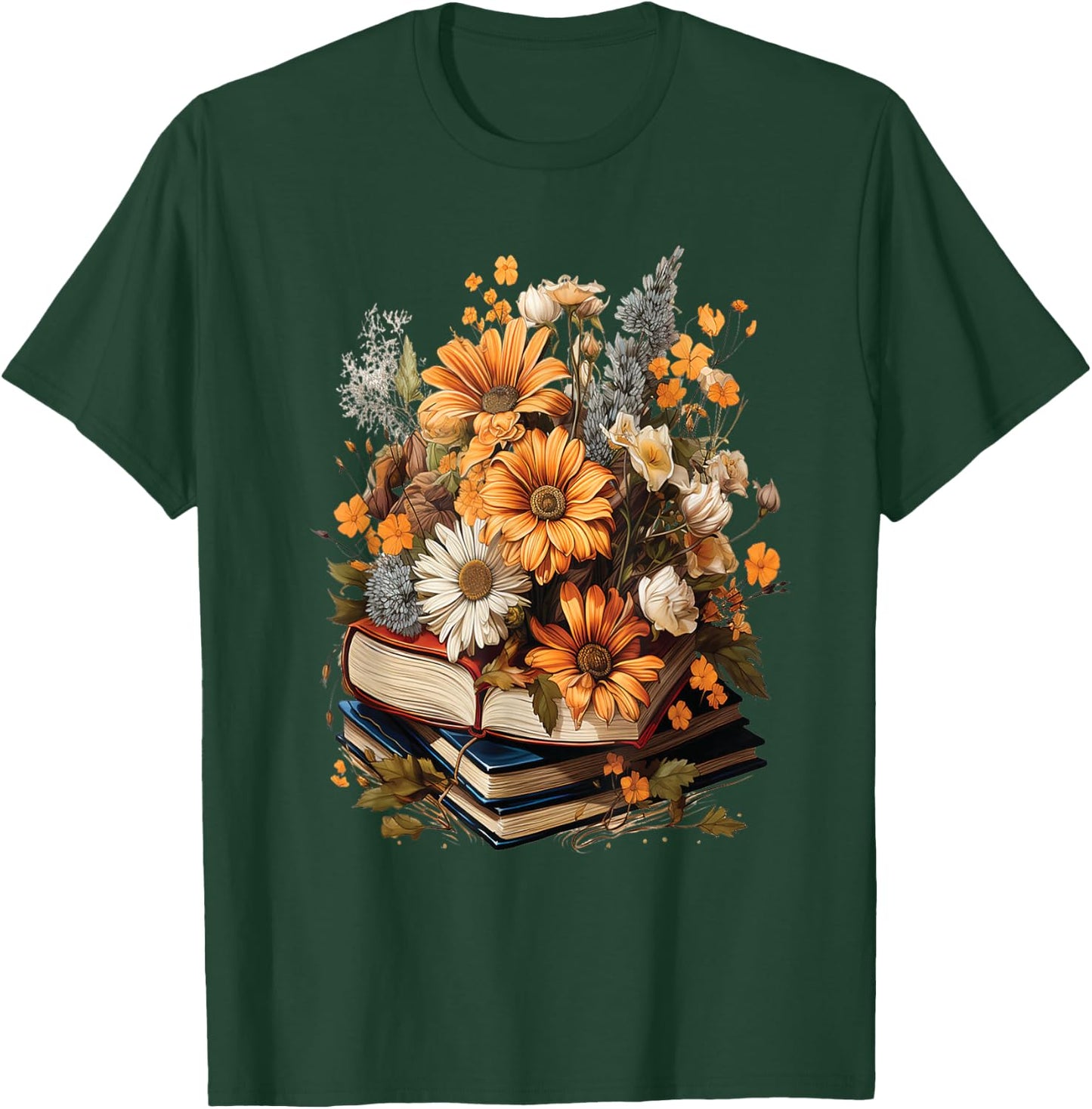 Floral Cute Graphic: Women's Vintage Wildflower Design T-Shirt - T-Shirt | Forest