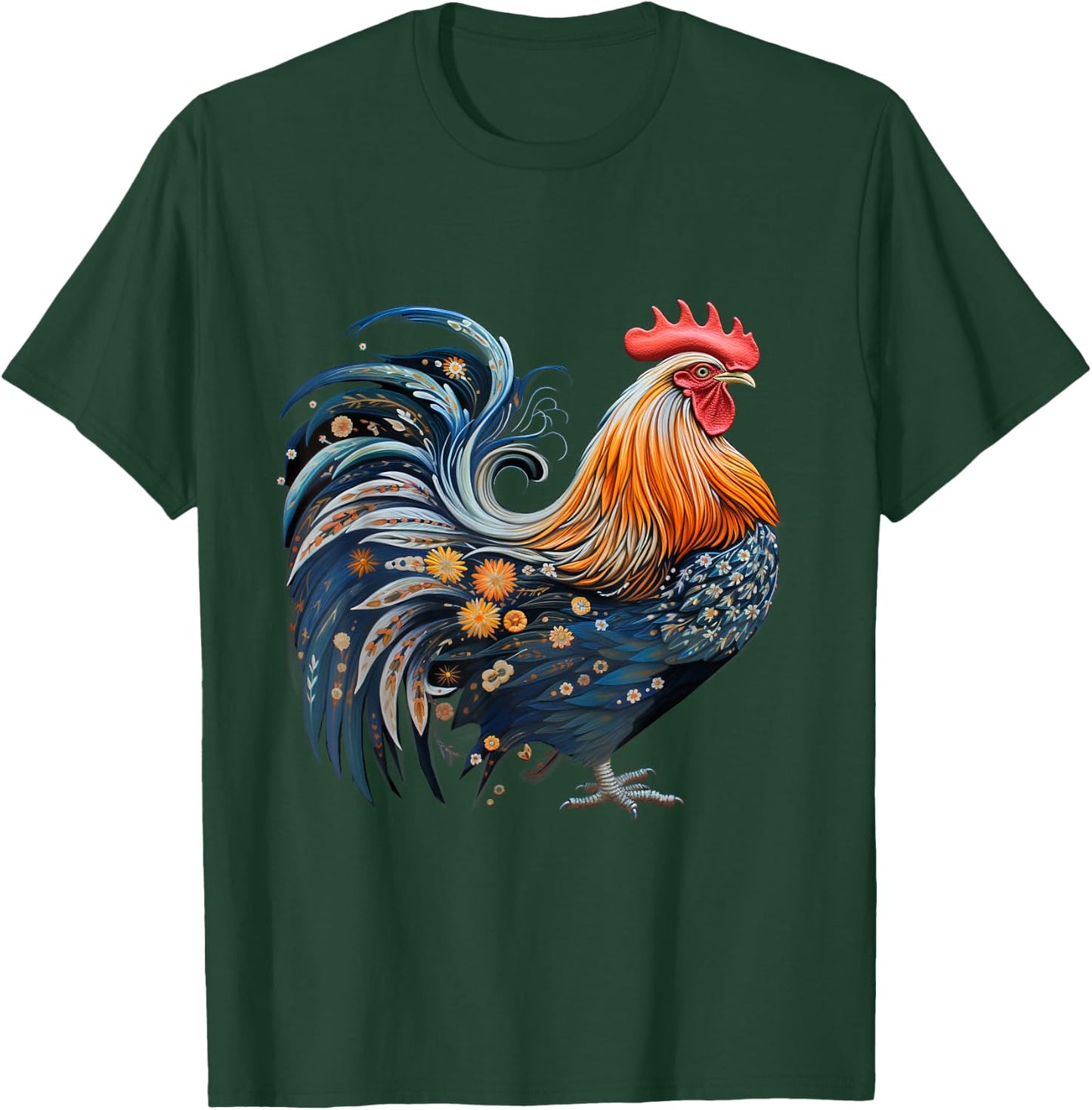 Rooster Chicken Female Fighting Cock Bird Farmland Earth Day T-Shirt - T-Shirt | Forest