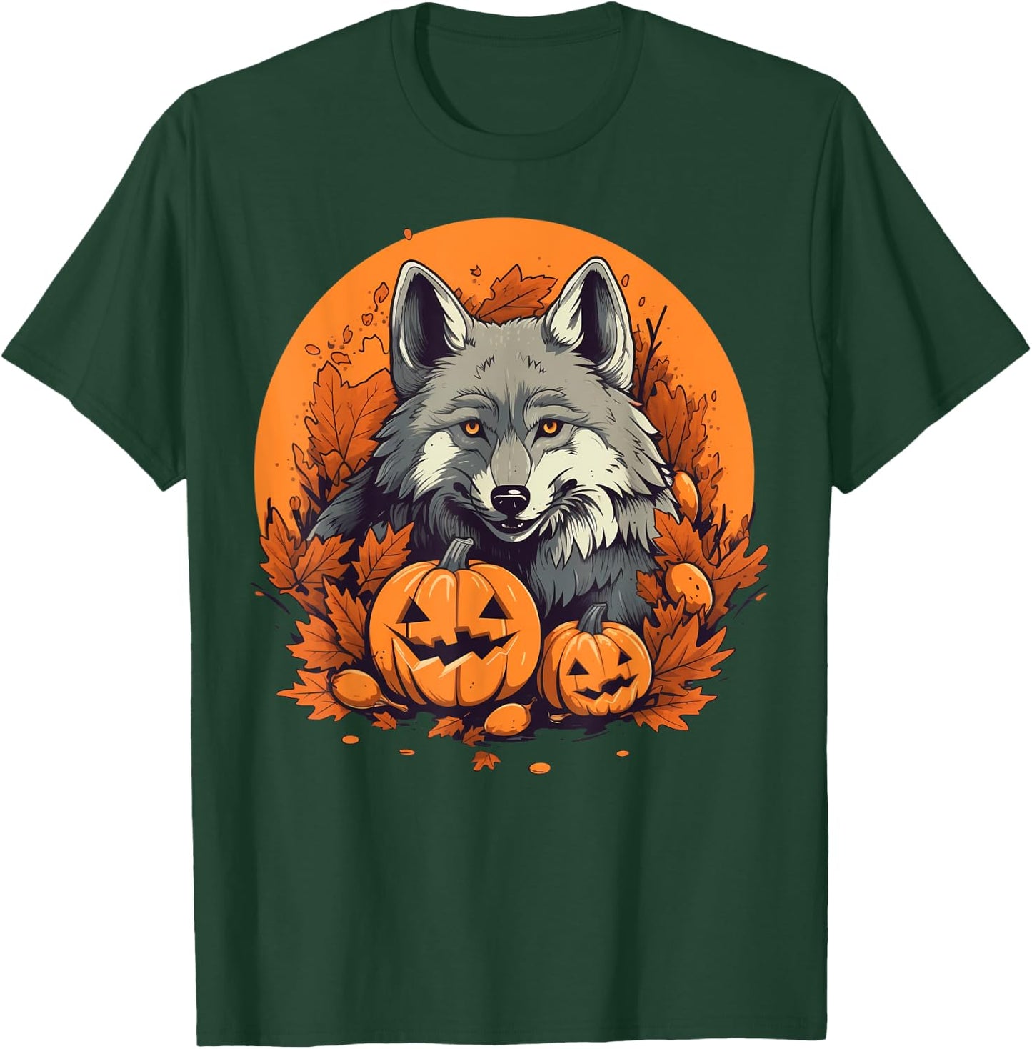 Pumpkin Wolf costume on Wolf Halloween T-Shirt - T-Shirt | Forest