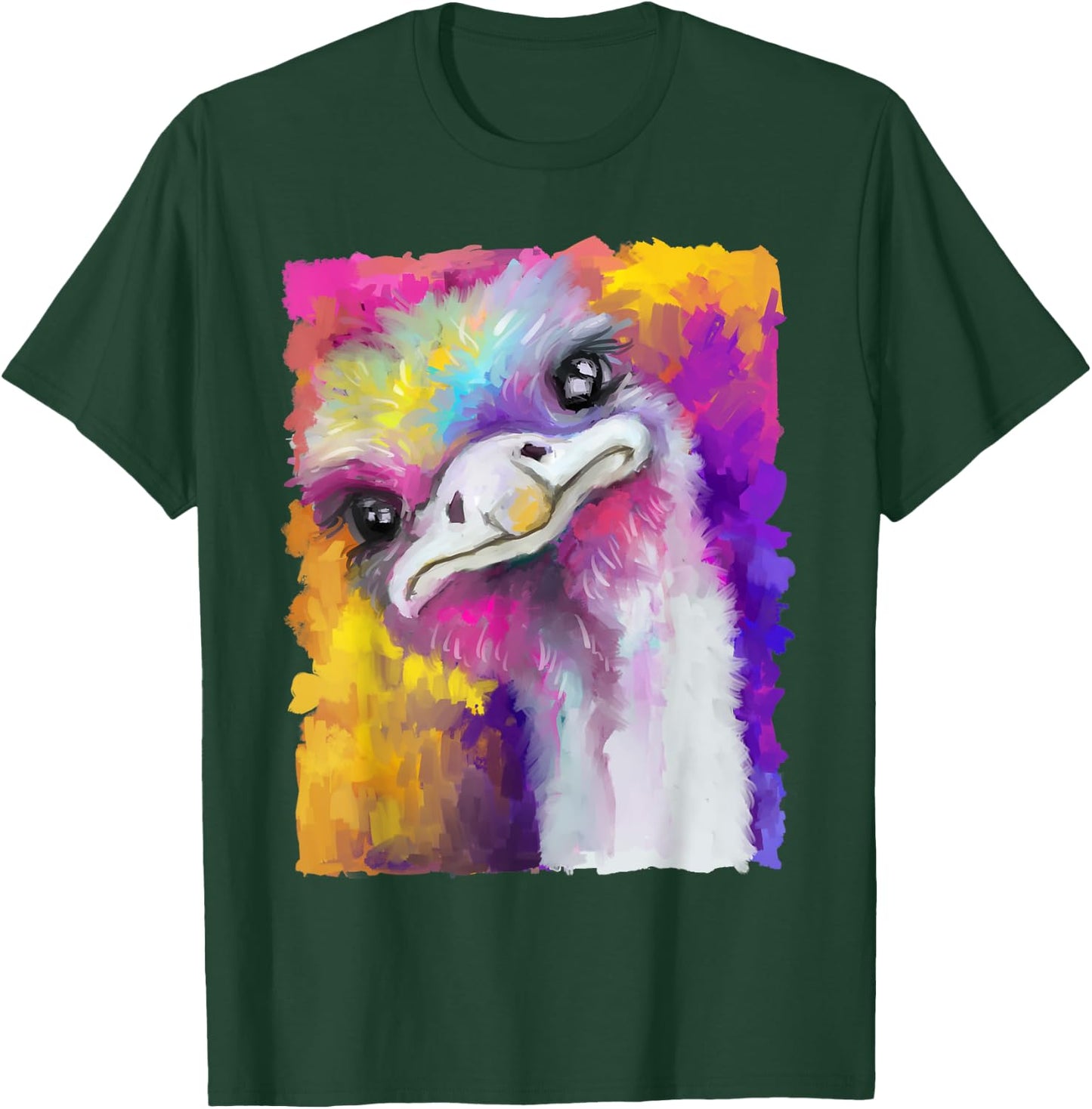 Ostrich Watercolor Funny Animal Lovers Outfit Men Women Kids T-Shirt - T-Shirt | Forest