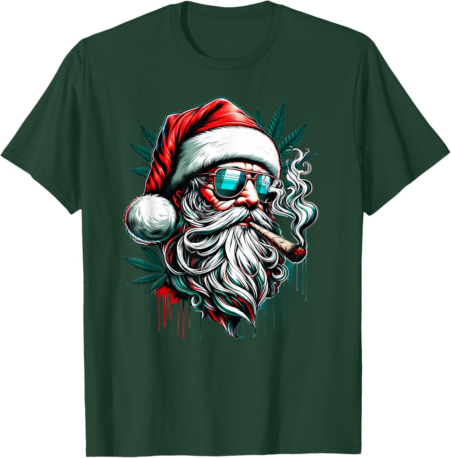 Cool Santa Claus Smoking Weed Marijuana 420 Christmas T-Shirt - T-Shirt | Forest