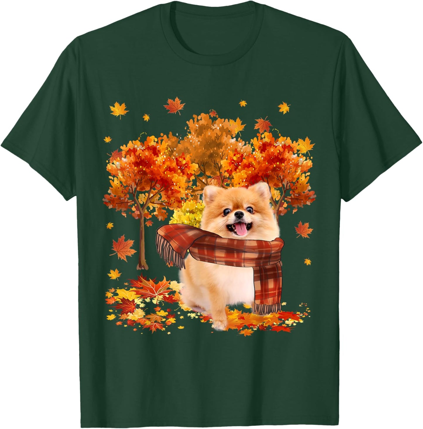 It's Fall Y'all Cute Pomeranian Autumn Tree Fall Leaves T-Shirt - T-Shirt | Forest