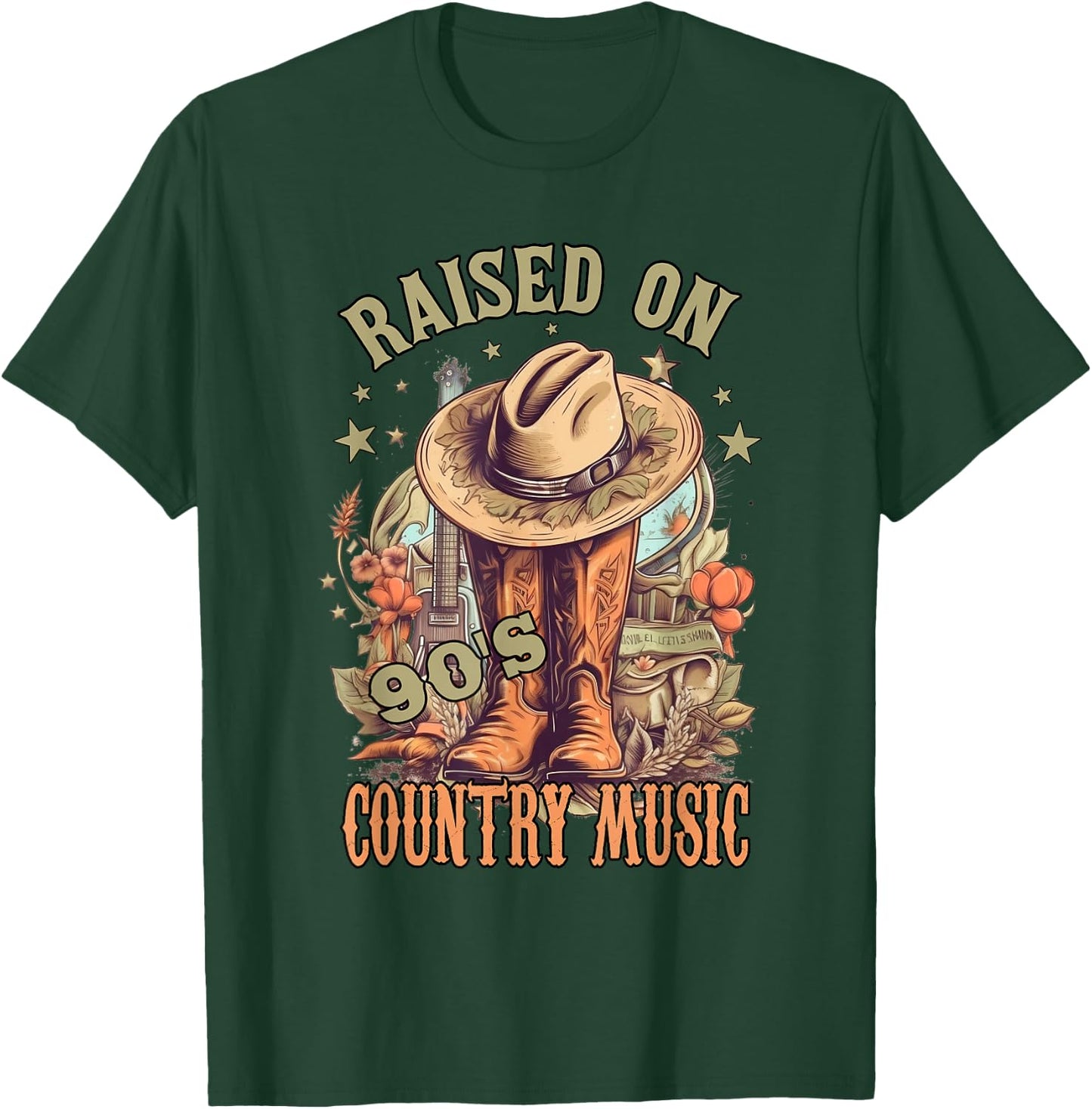 Vintage Western Music Raised on 90’s Country Music T-Shirt - T-Shirt | Forest