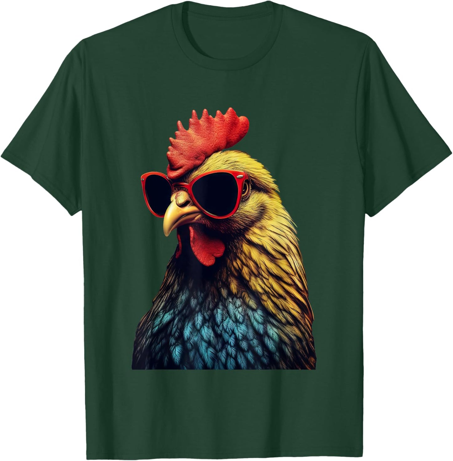 Funny Farm Cicken Animals gift Retro Vintage Chicken Cool Rooster Wearing Sunglasses -Kids T-Shirt - T-Shirt | Forest