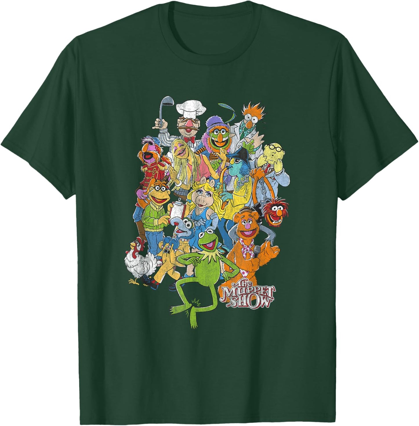 Disney The Muppets Main Characters Distressed Group Shot T-Shirt - T-Shirt | Forest
