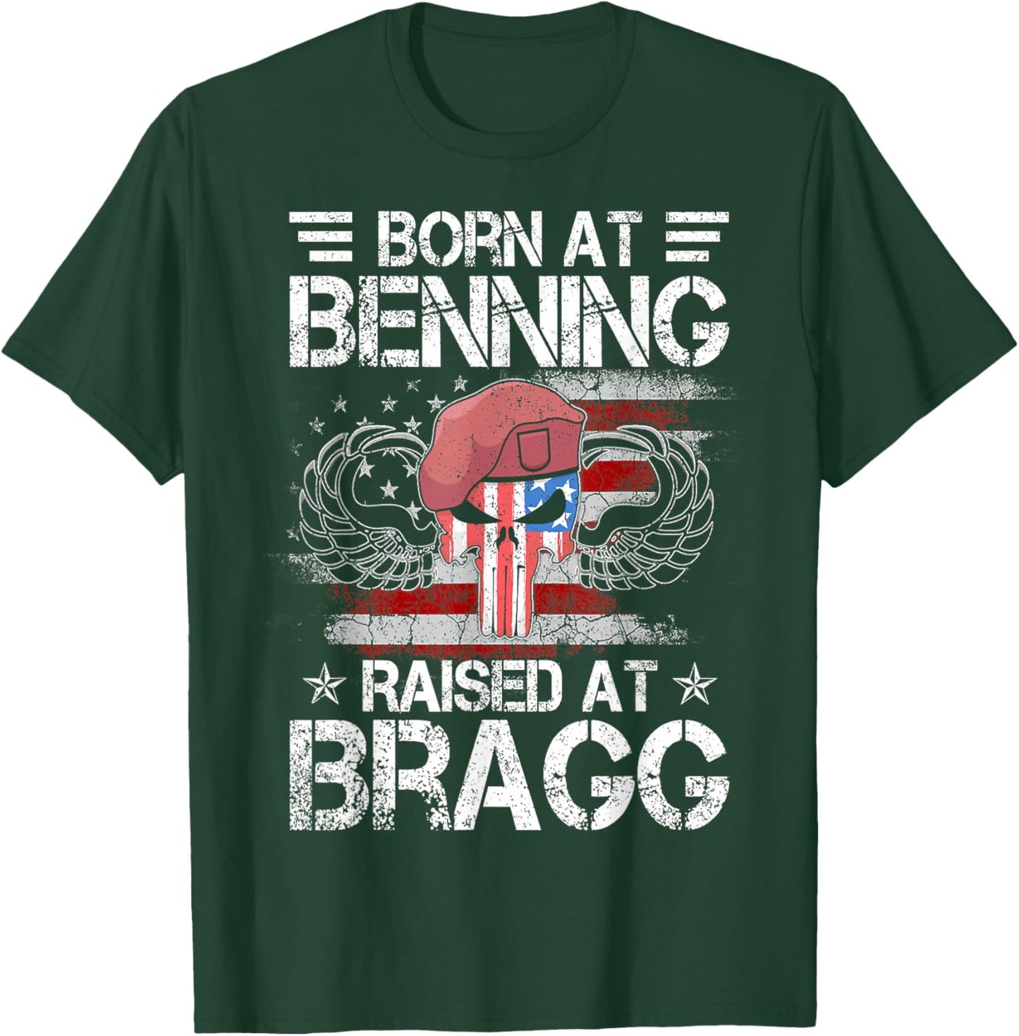 82nd Airborne Division Born At Ft Benning Raised Fort Bragg T-Shirt - T-Shirt | Forest