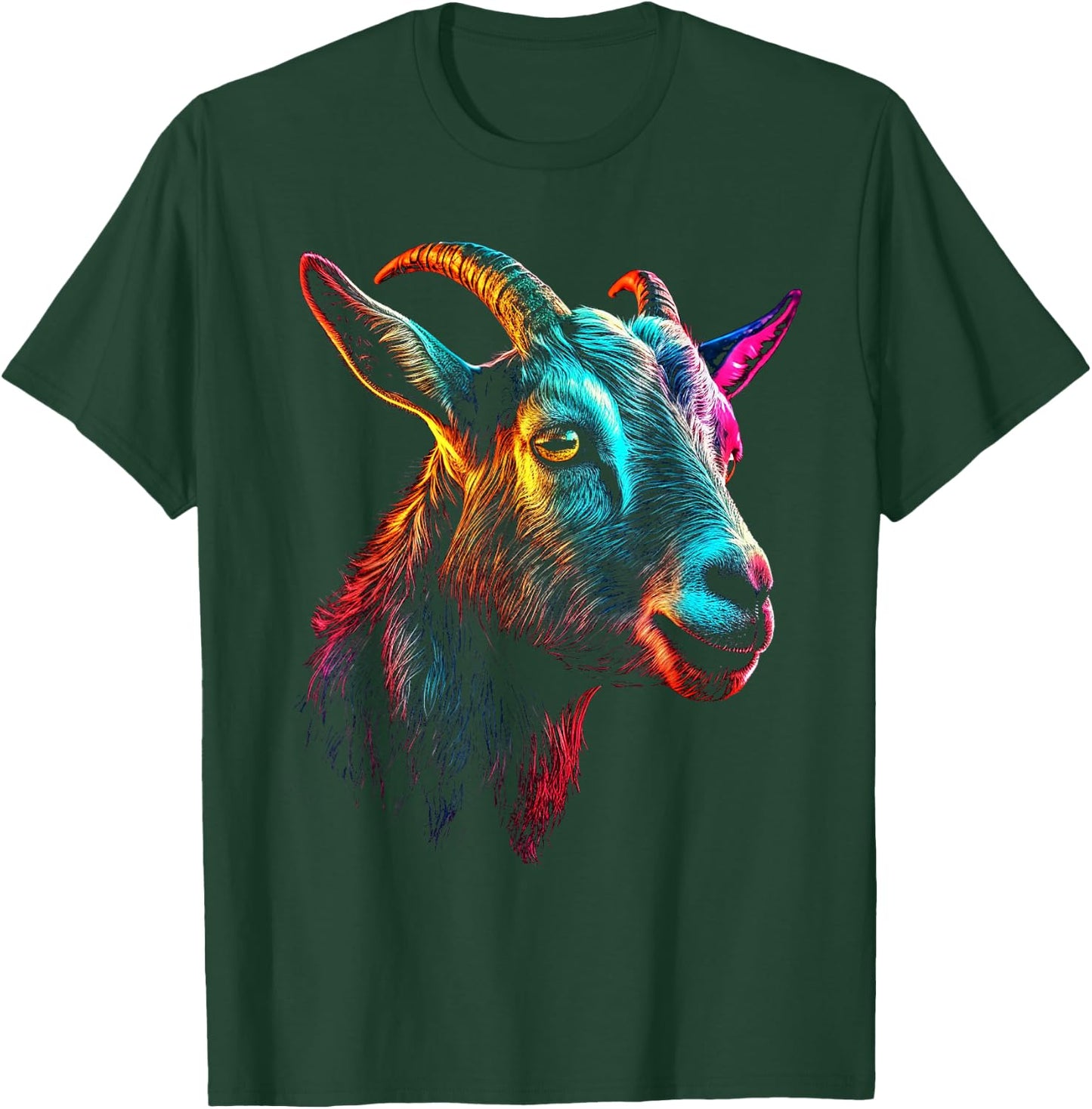 Goat Colorful Artwork | Animal Motif Goat T-Shirt - T-Shirt | Forest