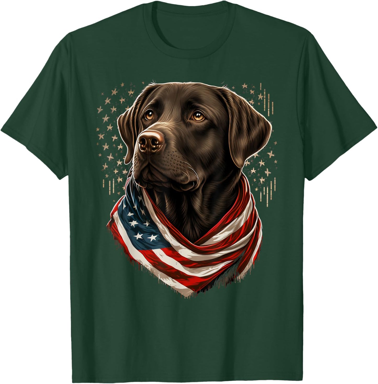 USA 4th Of July brown Patriotic American Labrador Retriever T-Shirt - T-Shirt | Forest