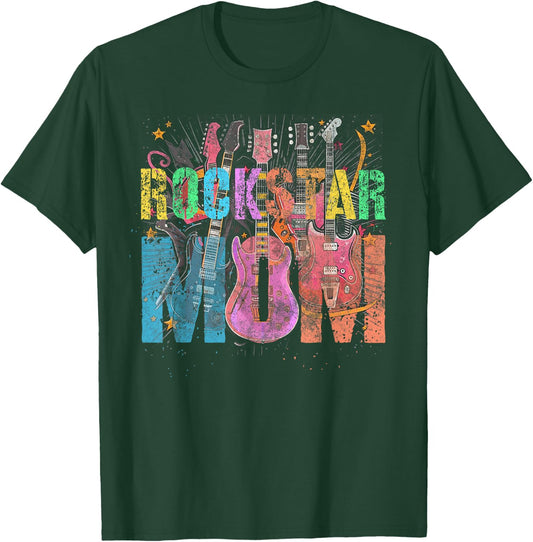 Vintage ROCKSTAR MOM Rockin' Mama Birthday Mommy Squad T-Shirt - T-Shirt | Forest