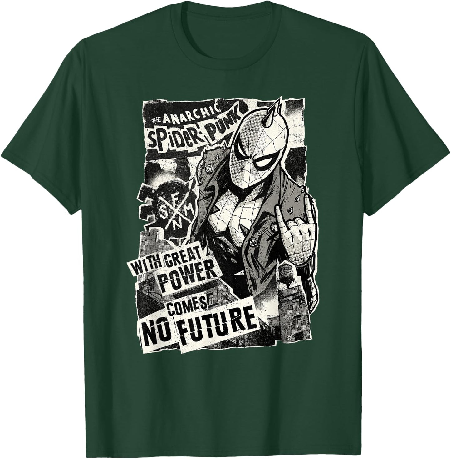 Marvel Spider-Man Anarchic Spider-Punk with Great Power Small T-Shirt - T-Shirt | Forest