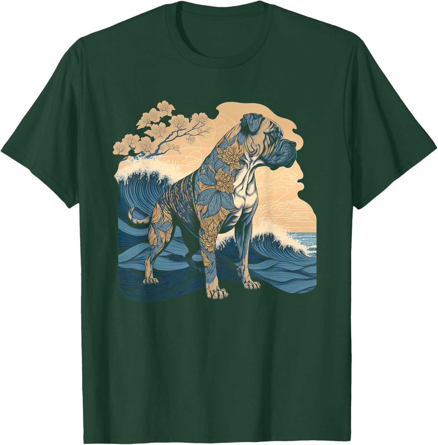 Surrealism Japanese Painting Presa Canario dog Women Kids T-Shirt - T-Shirt | Forest