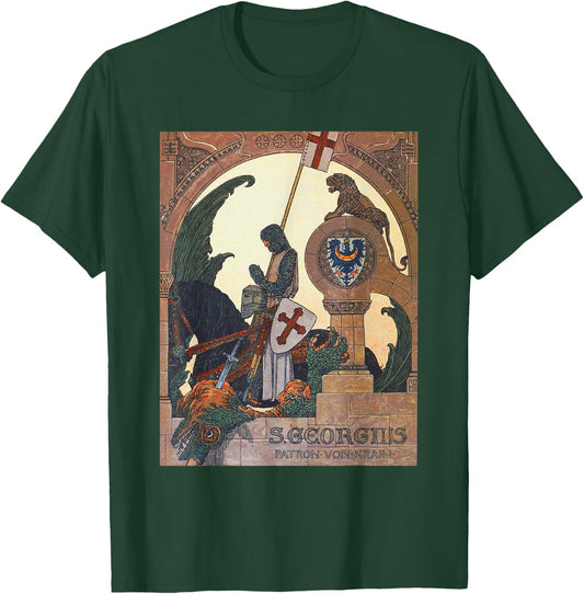 St George Praying After Slaying The Dragon - Heinrich Lefler T-Shirt - T-Shirt | Forest