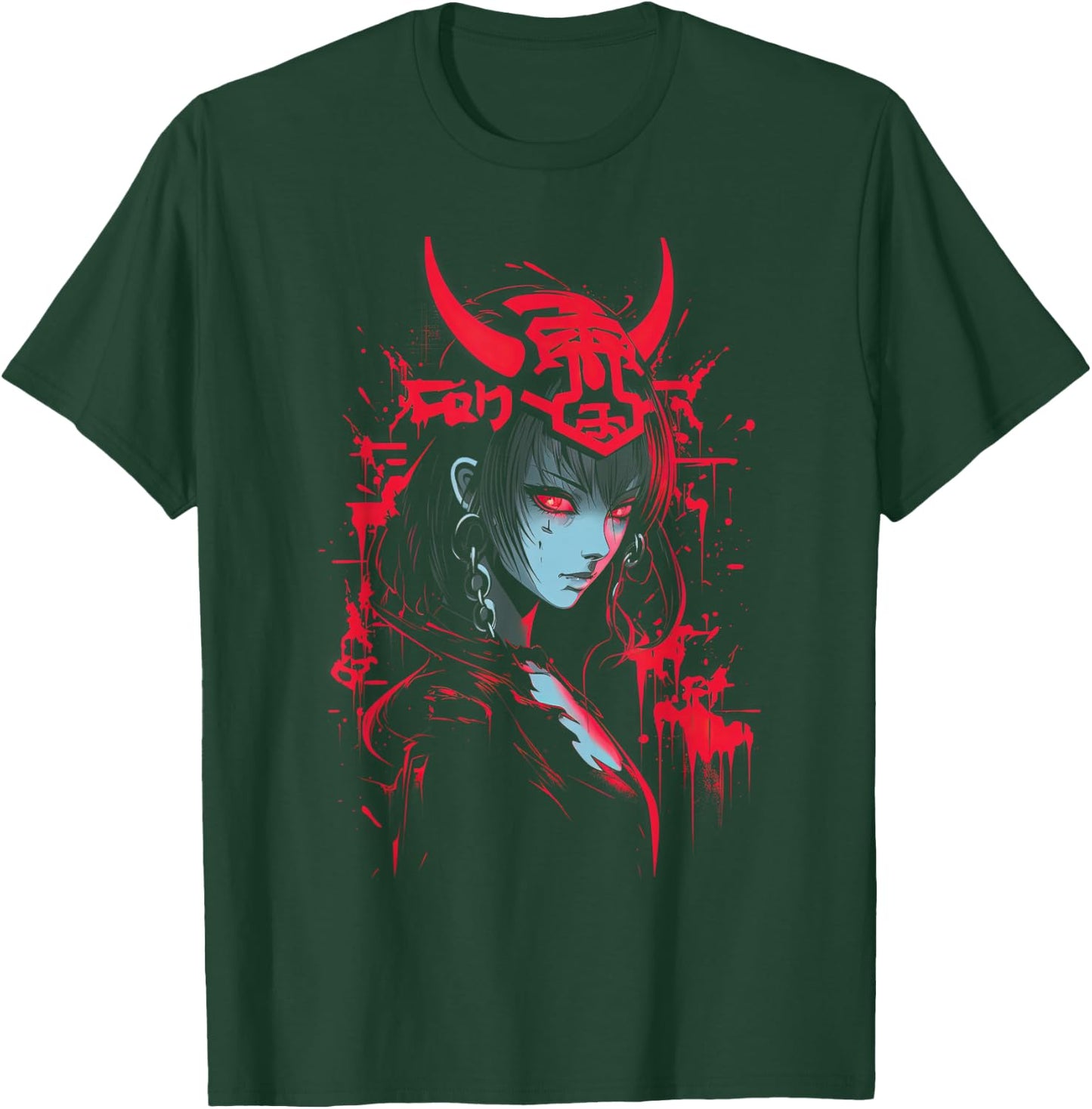 Anime Goth Girl Japanese Aesthetic Grunge Horror T-Shirt - T-Shirt | Forest