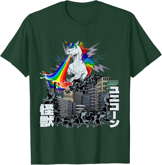 Kaiju Monster Unicorn Rainbow Japan Anime Merch Manga T-Shirt - T-Shirt | Forest