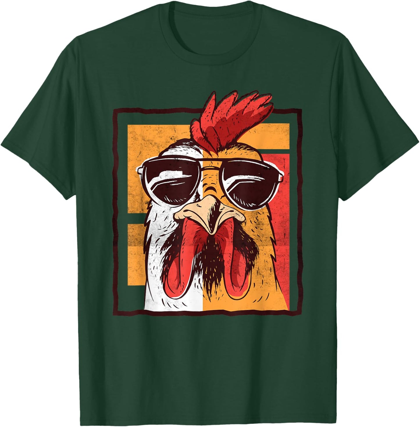 Retro Vintage Chicken Cool Rooster Wearing Sunglasses T-Shirt - T-Shirt | Forest