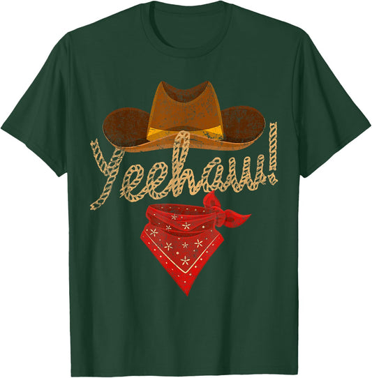 Yeehaw Cowboy Cowgirl Western Country Howdy Southern Yee Haw T-Shirt - T-Shirt | Forest