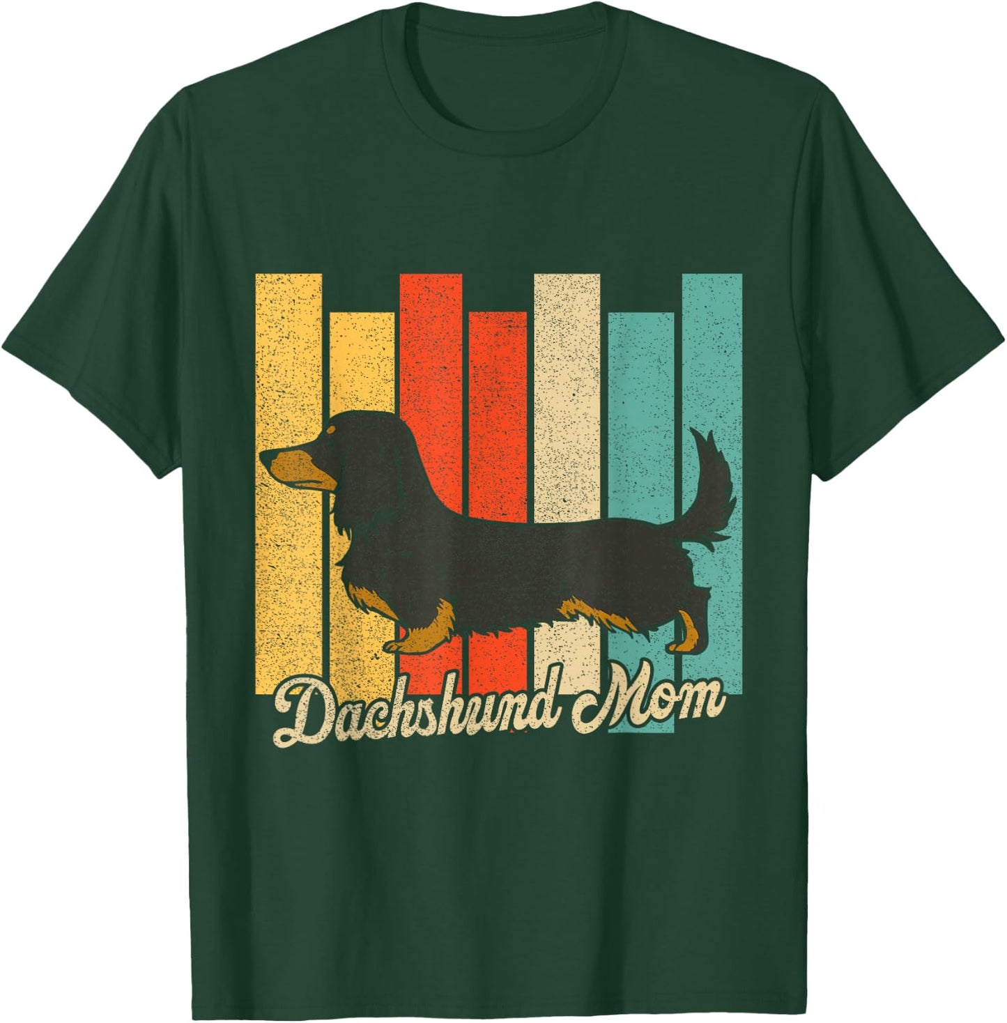 Black And Tan Long-Haired Dachshund Mom Retro Dog Mama T-Shirt - T-Shirt | Forest