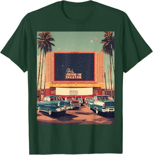 Retro Drive-in Theater Vintage Movies Graphic T-Shirt - T-Shirt | Forest