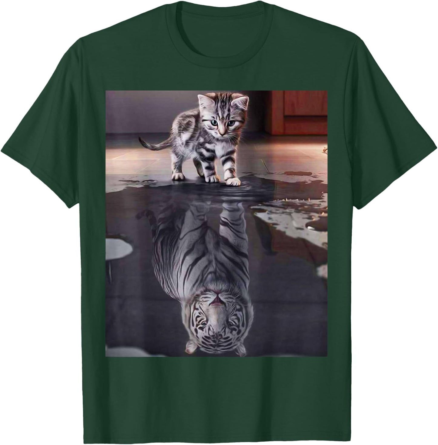 Kitten and Tiger Funny Gifts For Cat Lover, Cat Dad, Cat Mom T-Shirt - T-Shirt | Forest