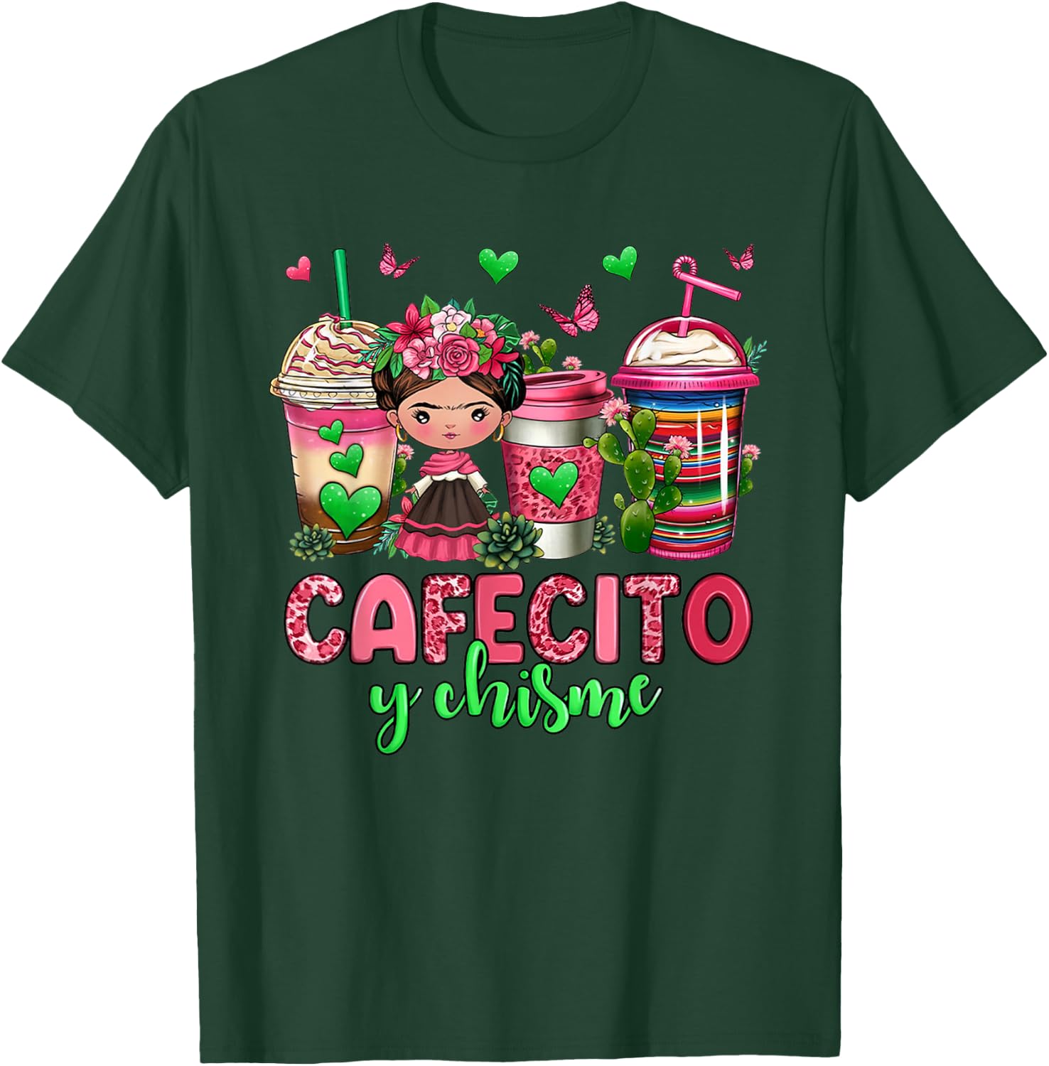 Cafecito y chisme coffee cups T-Shirt - T-Shirt | Forest