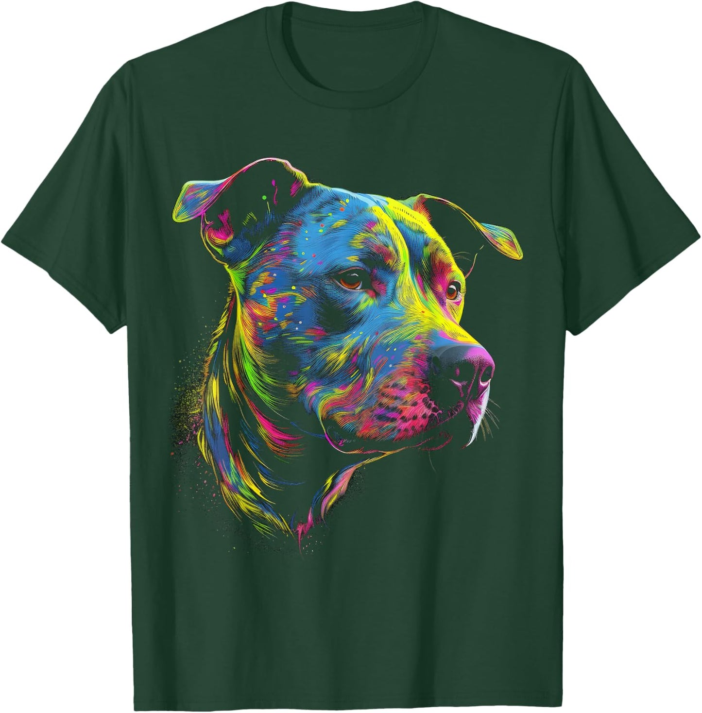 Pit Bull Mom Dog Lover Colorful Artistic Pitbull Owner Women T-Shirt - T-Shirt | Forest