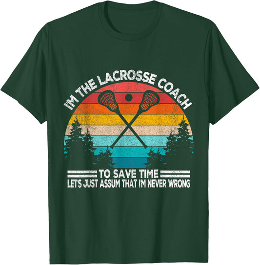 Funny Lacrosse Coach Lacrosse Team Coach Retro T-Shirt - T-Shirt | Forest