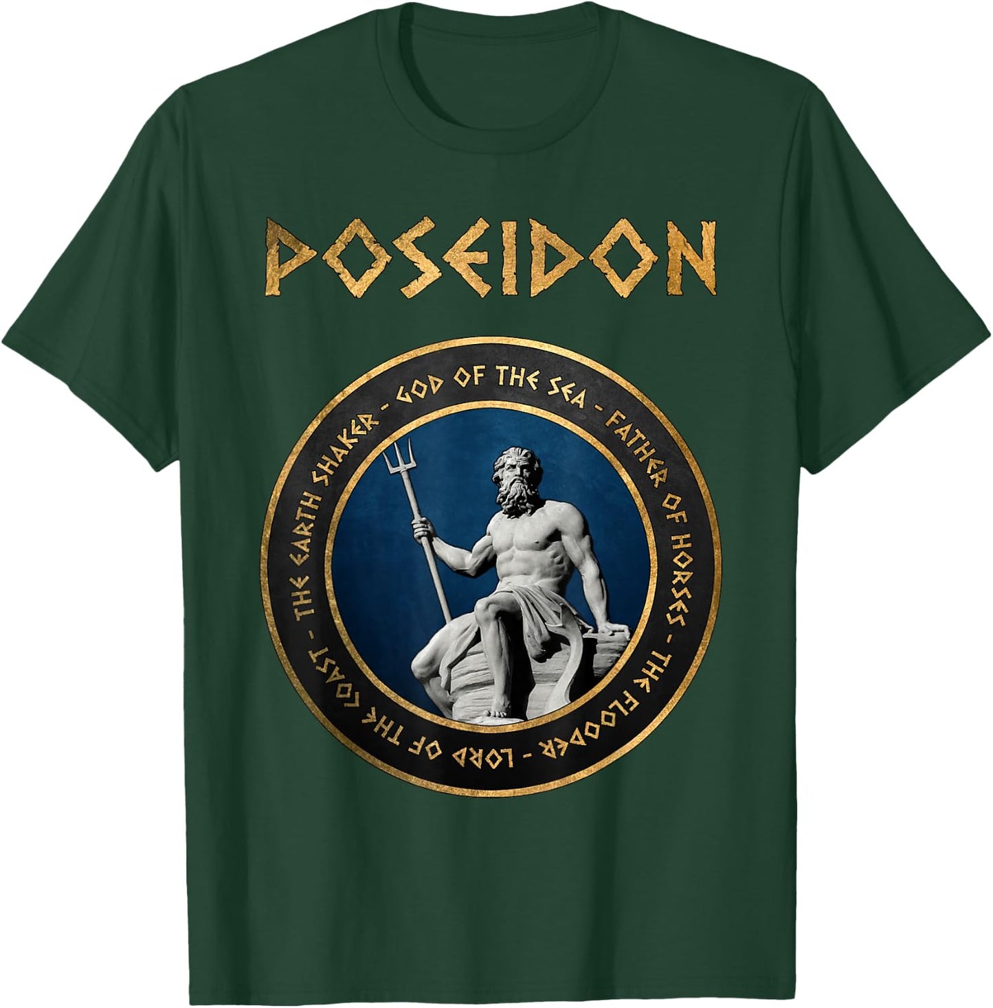 Poseidon Ancient Greek God Greece Mythology Symbol T-Shirt - T-Shirt | Forest