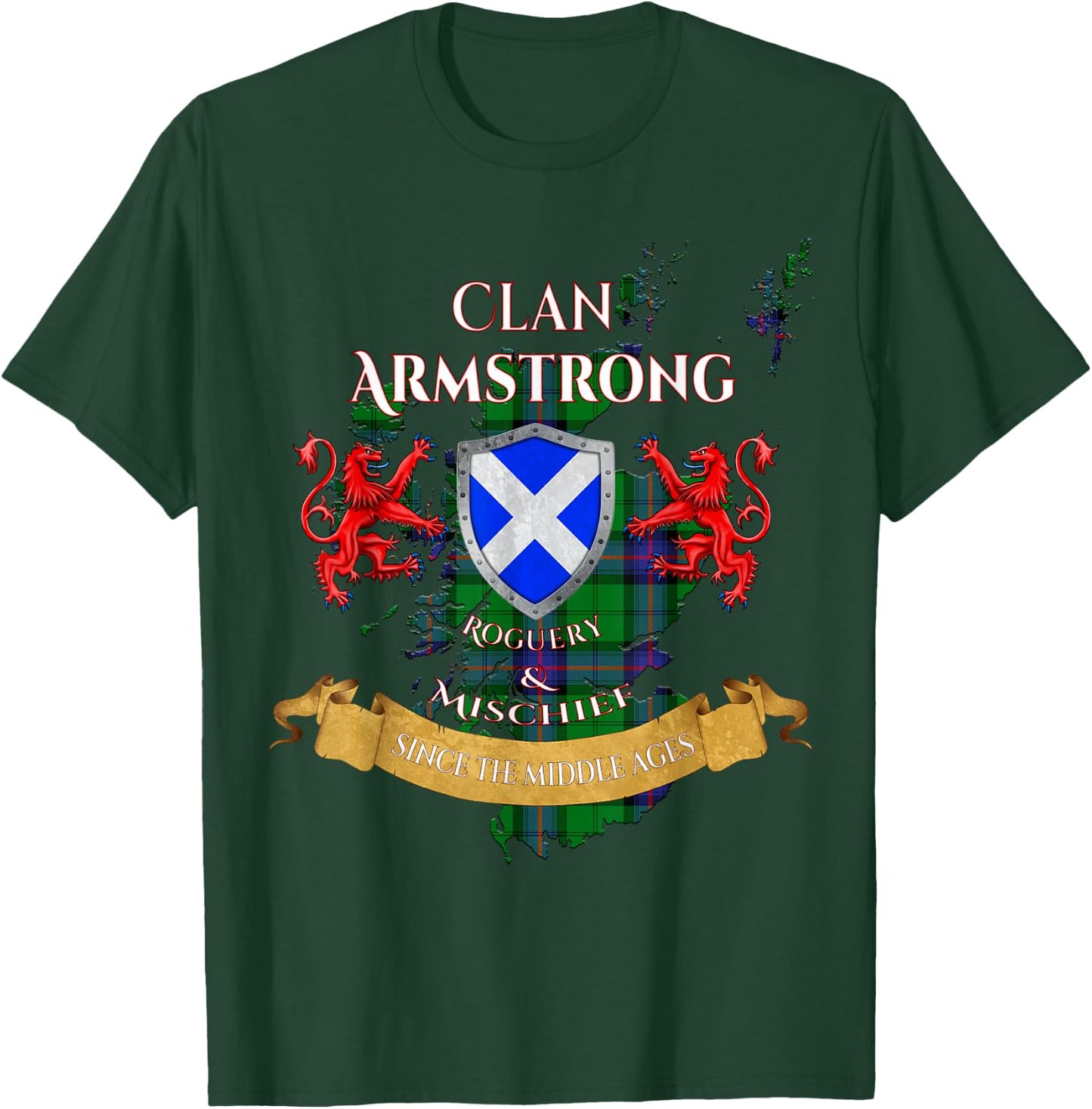 Armstrong Scottish Family Clan Middle Ages Mischief T-Shirt - T-Shirt | Forest