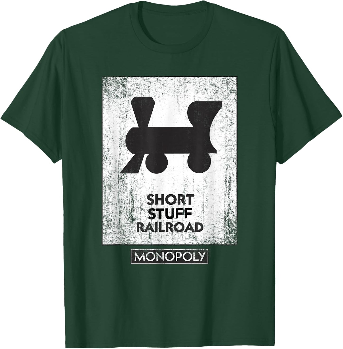 Monopoly Mr. Monopoly Short Stuff Railroad Distressed Logo T-Shirt - T-Shirt | Forest