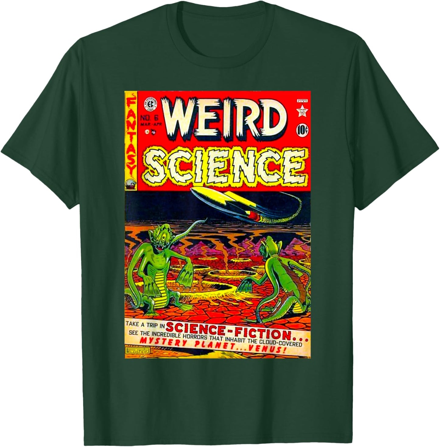 Funny Nerdy Weird Science Space Aliens Retro Comic Teacher Men Women Kids T-Shirt - T-Shirt | Forest