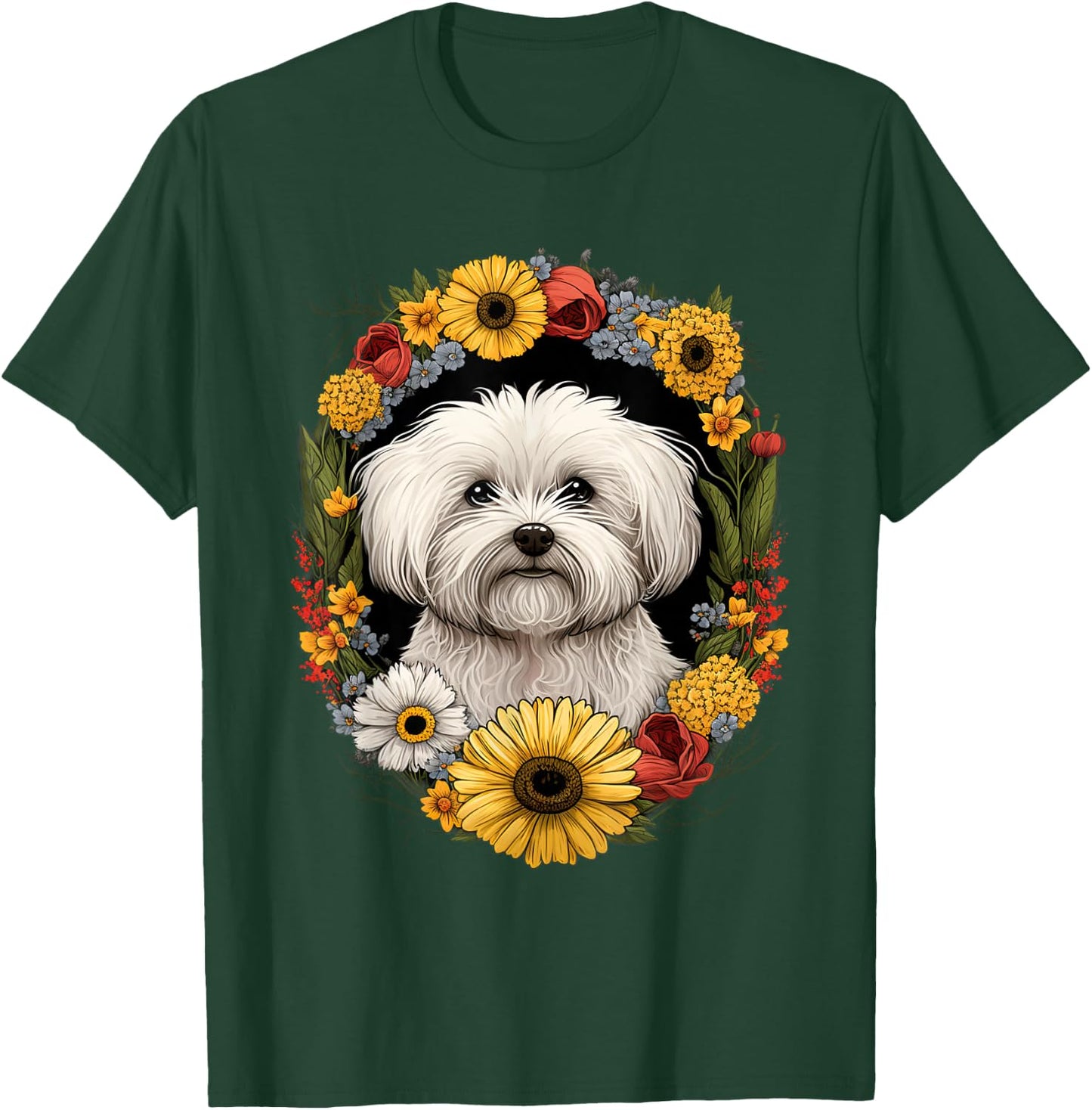 Sunflower Hippie Floral Coton De Tulear Dog Women Girls Kids T-Shirt - T-Shirt | Forest